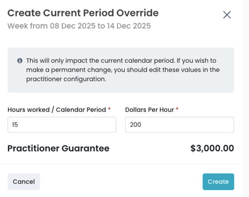 create current period override