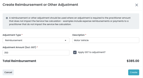 reimbursements and other adjustments